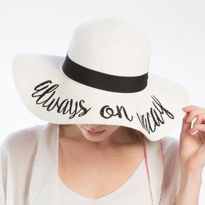 Always on Vacay Embroidery Straw Floppy Sun Hat